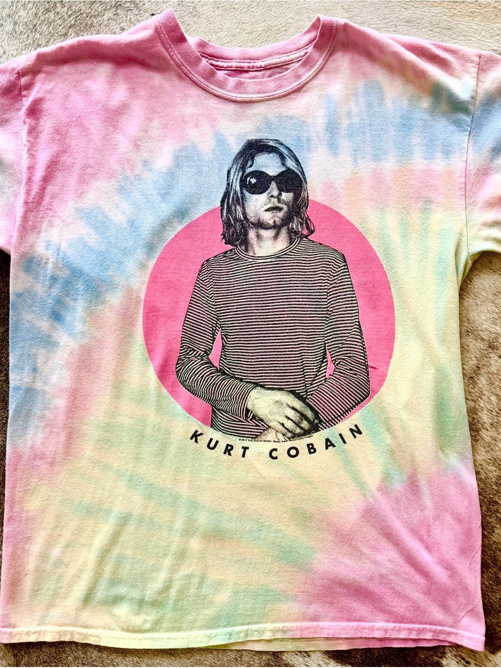 Kurt Cobain Tie-Dye Graphic Cotton Short-Sleeve T-Shirt Size L